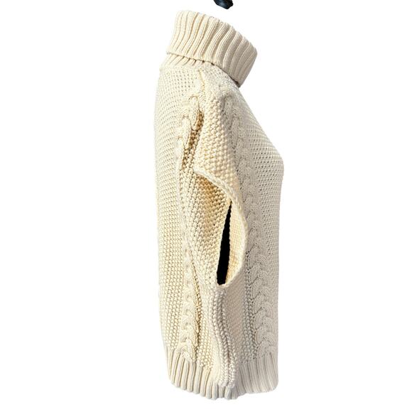 Callahan Knitwear Turtle Neck Cable Knit Sweater L Ivory Oversized Cozy Pullover - Picture 3 of 6